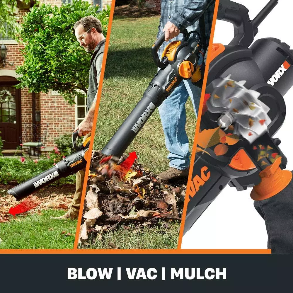 Worx 70 MPH 620 CFM 12-Amp Electric 3-in-1 Blower/Mulcher/Yard Vacuum Handheld Trivac with Shoulder Strap Leaf Blowers Worx 70 MPH 620 CFM 12-Amp Electric 3-in-1 Blower/Mulcher/Yard Vacuum Handheld Trivac With Shoulder Strap -cuisinart shop worx electric leaf blowers wg514 31 1000